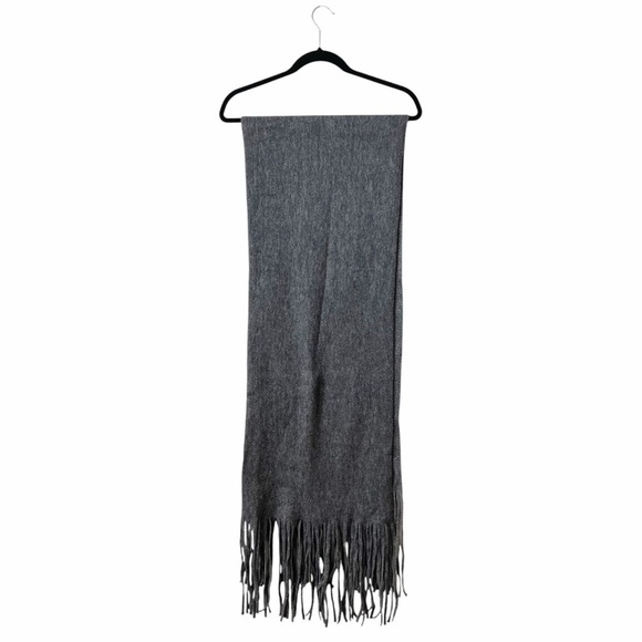 Lucky Brand Scarf Solid Dark Grey Brushed Fringe 14" x 88" Warm Cozy Minimalist - Picture 4 of 7